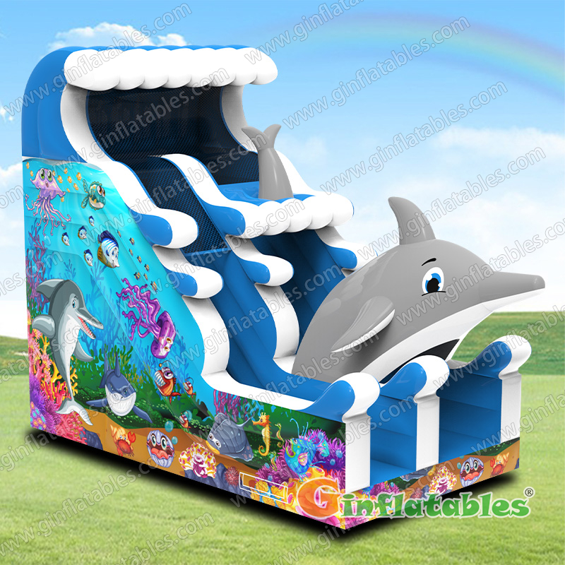 GS-021 EN14960-Certified Dolphin Inflatable Slide for Sale