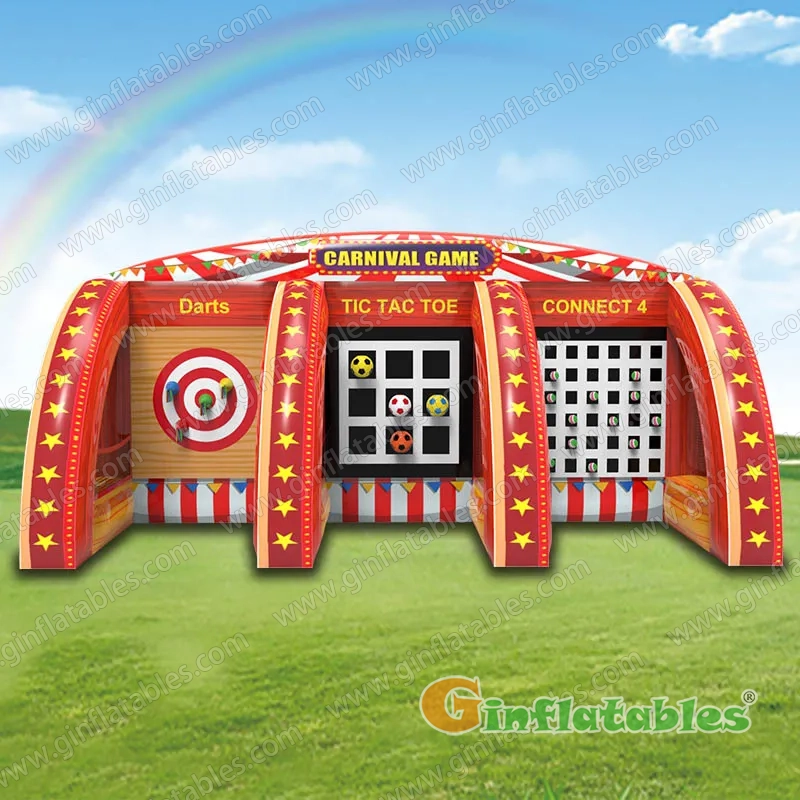 GSP-281 EN14960-Certified Inflatable 3-in-1 Carnival Game for Sale – Darts, Tic Tac Toe, Connect 4